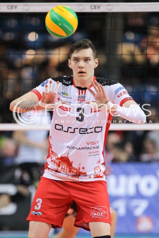 19.01.2017 RZESZOW POLAND<br />SIATKOWKA LIGA MISTRZOW <br />MEN CEV VOLLEYBALL CHAMPIONS LEAGUE 2016/2017<br />MATCH ASSECO RESOVIA RZESZOW - CUCINE LUBE CIVITANOVA <br />N/Z BARTLOMIEJ LEMANSKI SYLWETKA <br /> 