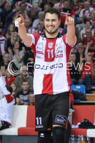  28.01.2017 RZESZOW<br />SIATKOWKA PLUSLIGA 2016/2017 MEN VOLLEYBALL POLAND POLISH PLUS LIGA LEAGUE SEASON 2016/2017<br />MECZ ASSECO RESOVIA RZESZOW - PGE SKRA BELCHATOW <br />N/Z FABIAN DRZYZGA SYLWETKA RADOSC EMOCJE <br /> 