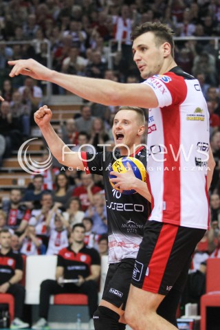  28.01.2017 RZESZOW<br />SIATKOWKA PLUSLIGA 2016/2017 MEN VOLLEYBALL POLAND POLISH PLUS LIGA LEAGUE SEASON 2016/2017<br />MECZ ASSECO RESOVIA RZESZOW - PGE SKRA BELCHATOW <br />N/Z DAMIAN WOJTASZEK GAVIN SCHMITT RADOSC EMOCJE <br /> 