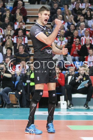  28.01.2017 RZESZOW<br />SIATKOWKA PLUSLIGA 2016/2017 MEN VOLLEYBALL POLAND POLISH PLUS LIGA LEAGUE SEASON 2016/2017<br />MECZ ASSECO RESOVIA RZESZOW - PGE SKRA BELCHATOW <br />N/Z KAROL KLOS SYLWETKA RADOSC EMOCJE <br /> 
