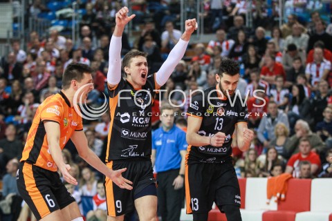  05.02.2017 RZESZOW<br />SIATKOWKA PLUSLIGA 2016/2017 MEN VOLLEYBALL POLAND POLISH PLUS LIGA LEAGUE SEASON 2016/2017<br />MECZ ASSECO RESOVIA RZESZOW - CUPRUM LUBIN <br />N/Z ROBERT TAHT RAFAIL KOUMENTAKIS PAWEL RUSEK RADOSC EMOCJE <br /> 