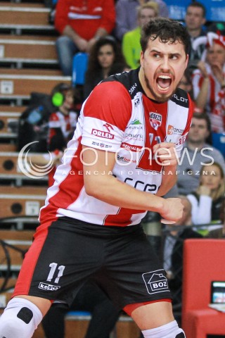  05.02.2017 RZESZOW<br />SIATKOWKA PLUSLIGA 2016/2017 MEN VOLLEYBALL POLAND POLISH PLUS LIGA LEAGUE SEASON 2016/2017<br />MECZ ASSECO RESOVIA RZESZOW - CUPRUM LUBIN <br />N/Z FABIAN DRZYZGA RADOSC EMOCJE SYLWETKA <br /> 