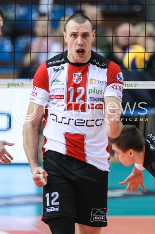  05.02.2017 RZESZOW<br />SIATKOWKA PLUSLIGA 2016/2017 MEN VOLLEYBALL POLAND POLISH PLUS LIGA LEAGUE SEASON 2016/2017<br />MECZ ASSECO RESOVIA RZESZOW - CUPRUM LUBIN <br />N/Z GAVIN SCHMITT RADOSC EMOCJE SYLWETKA <br /> 