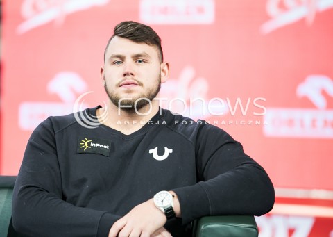  15.02.2017 LODZ POLAND<br />KONFERENCJA PRASOWA Z UDZIALEM GWIAZD ORLEN CUP 2017<br />N/Z KONRAD BUKOWIECKI SYLWETKA<br /> 