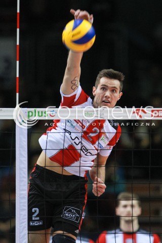  18.02.2017 RZESZOW<br />SIATKOWKA PLUSLIGA 2016/2017 MEN VOLLEYBALL POLAND POLISH PLUS LIGA LEAGUE SEASON 2016/2017<br />MECZ ASSECO RESOVIA RZESZOW - JASTRZEBSKI WEGIEL <br />N/Z THOMAS JAESCHKE SYLWETKA ATAK <br /> 