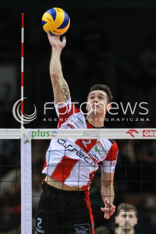  18.02.2017 RZESZOW<br />SIATKOWKA PLUSLIGA 2016/2017 MEN VOLLEYBALL POLAND POLISH PLUS LIGA LEAGUE SEASON 2016/2017<br />MECZ ASSECO RESOVIA RZESZOW - JASTRZEBSKI WEGIEL <br />N/Z THOMAS JAESCHKE SYLWETKA ATAK <br /> 