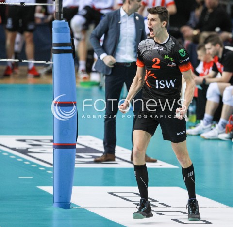  18.02.2017 RZESZOW<br />SIATKOWKA PLUSLIGA 2016/2017 MEN VOLLEYBALL POLAND POLISH PLUS LIGA LEAGUE SEASON 2016/2017<br />MECZ ASSECO RESOVIA RZESZOW - JASTRZEBSKI WEGIEL <br />N/Z MACIEJ MUZAJ RADOSC EMOCJE SYLWETKA <br /> 