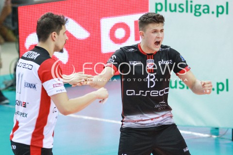  25.02.2017 RZESZOW<br />SIATKOWKA PLUSLIGA 2016/2017 MEN VOLLEYBALL POLAND POLISH PLUS LIGA LEAGUE SEASON 2016/2017<br />MECZ ASSECO RESOVIA RZESZOW - LUCZNICZKA BYDGOSZCZ <br />N/Z MATEUSZ MASLOWSKI RADOSC EMOCJE SYLWETKA <br /> 