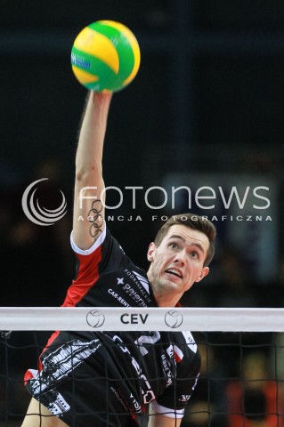  01.03.2017 RZESZOW POLAND<br />SIATKOWKA LIGA MISTRZOW <br />MEN CEV VOLLEYBALL CHAMPIONS LEAGUE 2016/2017<br />MECZ ASSECO RESOVIA - DUKLA LIBEREC <br />N/Z THOMAS JAESCHKE SYLWETKA ATAK <br /> 