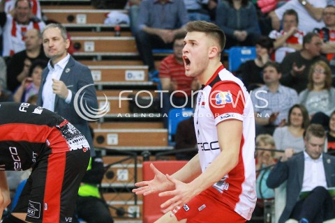  01.03.2017 RZESZOW POLAND<br />SIATKOWKA LIGA MISTRZOW <br />MEN CEV VOLLEYBALL CHAMPIONS LEAGUE 2016/2017<br />MECZ ASSECO RESOVIA - DUKLA LIBEREC <br />N/Z MATEUSZ MASLOWSKI SYLWETKA RADOSC EMOCJE <br /> 
