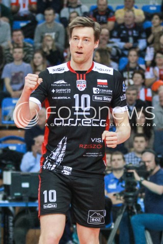  01.03.2017 RZESZOW POLAND<br />SIATKOWKA LIGA MISTRZOW <br />MEN CEV VOLLEYBALL CHAMPIONS LEAGUE 2016/2017<br />MECZ ASSECO RESOVIA - DUKLA LIBEREC <br />N/Z JOCHEN SCHOPS SYLWETKA RADOSC EMOCJE <br /> 