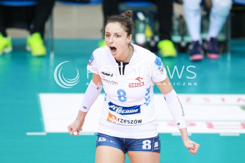  05.03.2017 RZESZOW<br />SIATKOWKA ORLEN LIGA 2016/2017 WOMEN VOLLEYBALL POLAND POLISH ORLENLIGA LEAGUE SEASON 2016/2017<br />MECZ DEVELOPRES SKYRES RZESZOW - LKS COMMERCECON LODZ <br />N/Z ANNA KACZMAR RADOSC EMOCJE SYLWETKA <br /> 