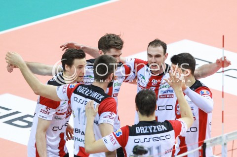  08.03.2017 RZESZOW<br />SIATKOWKA PLUSLIGA 2016/2017 MEN VOLLEYBALL POLAND POLISH PLUS LIGA LEAGUE SEASON 2016/2017 <br />MECZ ASSECO RESOVIA RZESZOW - AZS CZESTOCHOWA <br />N/Z MARKO IVOVIC DAWID DRYJA JOCHEN SCHOPS RADOSC EMOCJE <br /> 