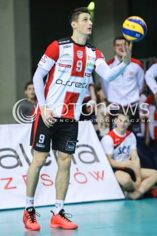  08.03.2017 RZESZOW<br />SIATKOWKA PLUSLIGA 2016/2017 MEN VOLLEYBALL POLAND POLISH PLUS LIGA LEAGUE SEASON 2016/2017 <br />MECZ ASSECO RESOVIA RZESZOW - AZS CZESTOCHOWA <br />N/Z THIBAULT ROSSARD SYLWETKA <br /> 