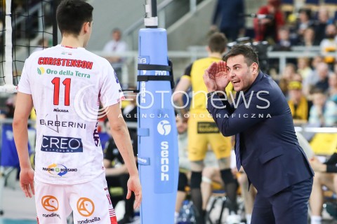  15.03.2017 LODZ POLAND<br />
SIATKOWKA LIGA MISTRZOW MEN CEV VOLLEYBALL CHAMPIONS LEAGUE 2016/2017 MATCH<br />
PGE SKRA BELCHATOW - CUCINE LUBE CIVITANOVA<br />
N/Z TRENER GIANLORENZO BLENGINI SYLWETKA<br />
 