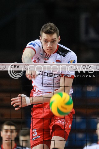  15.03.2017 RZESZOW POLAND<br />SIATKOWKA LIGA MISTRZOW <br />MEN CEV VOLLEYBALL CHAMPIONS LEAGUE 2016/2017<br />MECZ ASSECO RESOVIA - AZIMUT MODENA <br />N/Z BARTLOMIEJ LEMANSKI SYLWETKA ATAK <br /> 