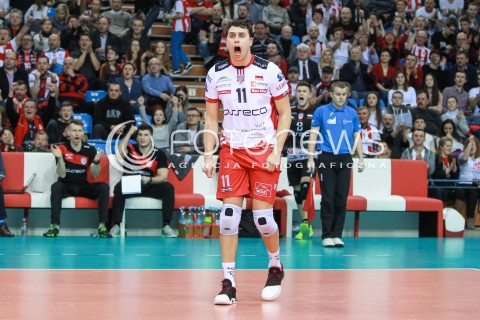  15.03.2017 RZESZOW POLAND<br />SIATKOWKA LIGA MISTRZOW <br />MEN CEV VOLLEYBALL CHAMPIONS LEAGUE 2016/2017<br />MECZ ASSECO RESOVIA - AZIMUT MODENA <br />N/Z FABIAN DRZYZGA SYLWETKA RADOSC EMOCJE <br /> 