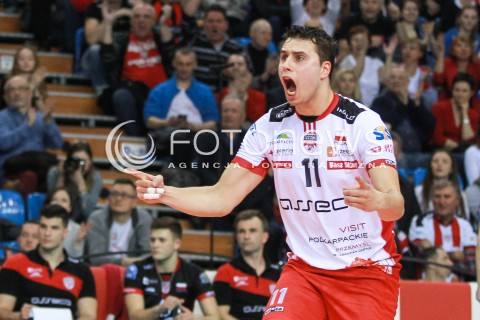  15.03.2017 RZESZOW POLAND<br />SIATKOWKA LIGA MISTRZOW <br />MEN CEV VOLLEYBALL CHAMPIONS LEAGUE 2016/2017<br />MECZ ASSECO RESOVIA - AZIMUT MODENA <br />N/Z FABIAN DRZYZGA SYLWETKA RADOSC EMOCJE <br /> 