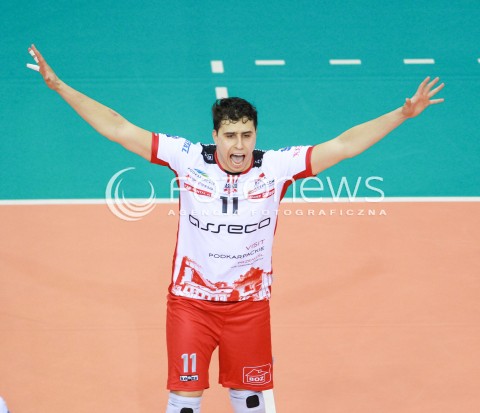  15.03.2017 RZESZOW POLAND<br />SIATKOWKA LIGA MISTRZOW <br />MEN CEV VOLLEYBALL CHAMPIONS LEAGUE 2016/2017<br />MECZ ASSECO RESOVIA - AZIMUT MODENA <br />N/Z FABIAN DRZYZGA SYLWETKA RADOSC EMOCJE <br /> 