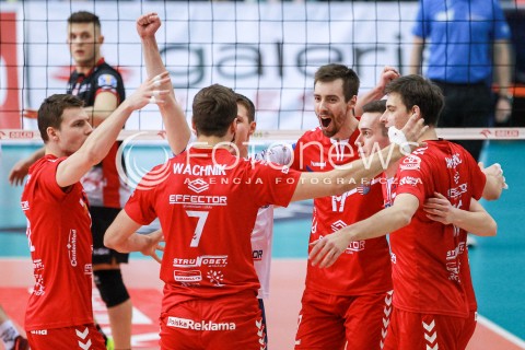  18.03.2017 RZESZOW <br />SIATKOWKA PLUSLIGA 2016/2017 MEN VOLLEYBALL POLAND POLISH PLUS LIGA LEAGUE SEASON 2016/2017 <br />MECZ ASSECO RESOVIA RZESZOW - EFFECTOR KIELCE<br />N/Z JEDRZEJ MACKOWIAK RADOSC EMOCJE<br /> 