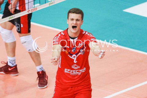  18.03.2017 RZESZOW <br />SIATKOWKA PLUSLIGA 2016/2017 MEN VOLLEYBALL POLAND POLISH PLUS LIGA LEAGUE SEASON 2016/2017 <br />MECZ ASSECO RESOVIA RZESZOW - EFFECTOR KIELCE<br />N/Z BARTOSZ BUCKO SYLWETKA RADOSC EMOCJE<br /> 