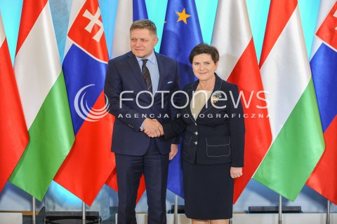  28.03.2017 WARSZAWA<br />SPOTKANIE SZEFOW RZADOW GRUPY WYSZEHRADZKIEJ<br />N/Z PREMIER BEATA SZYDLO ROBERT FICO<br /> 