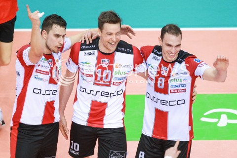  01.04.2017 RZESZOW<br />SIATKOWKA PLUSLIGA 2016/2017 MEN VOLLEYBALL POLAND POLISH PLUS LIGA LEAGUE SEASON 2016/2017<br />MECZ ASSECO RESOVIA RZESZOW - ZAKSA KEDZIERZYN KOZLE <br />N/Z JOCHEN SCHOPS ( SCHOEPS ) SYLWETKA RADOSC EMOCJE <br /> 