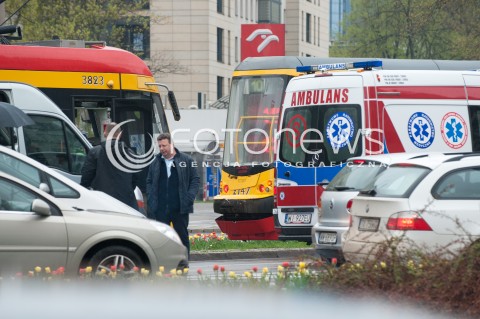  12.04.2017 WARSZAWA<br />ZDERZENIE TRAMWAJOW<br />N/Z ZDERZONE TRAMWAJE<br /> 