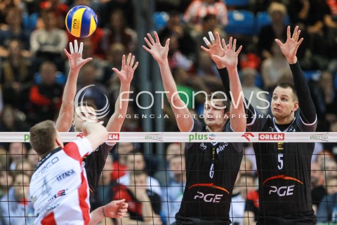  12.04.2017 RZESZOW<br />SIATKOWKA PLUSLIGA 2016/2017 MEN VOLLEYBALL POLAND POLISH PLUS LIGA LEAGUE SEASON 2016/2017<br />POLFINAL - SEMIFINAL - 2. MECZ<br />MECZ ASSECO RESOVIA RZESZOW - PGE SKRA BELCHATOW<br />N/Z SRECKO LISINAC KAROL KLOS BARTOSZ KUREK <br /> 