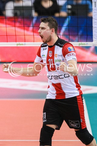  12.04.2017 RZESZOW<br />SIATKOWKA PLUSLIGA 2016/2017 MEN VOLLEYBALL POLAND POLISH PLUS LIGA LEAGUE SEASON 2016/2017<br />POLFINAL - SEMIFINAL - 2. MECZ<br />MECZ ASSECO RESOVIA RZESZOW - PGE SKRA BELCHATOW<br />N/Z FABIAN DRZYZGA RADOSC EMOCJE SYLWETKA <br /> 