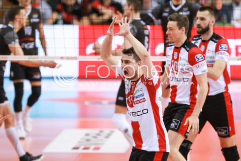  12.04.2017 RZESZOW<br />SIATKOWKA PLUSLIGA 2016/2017 MEN VOLLEYBALL POLAND POLISH PLUS LIGA LEAGUE SEASON 2016/2017<br />POLFINAL - SEMIFINAL - 2. MECZ<br />MECZ ASSECO RESOVIA RZESZOW - PGE SKRA BELCHATOW<br />N/Z FABIAN DRZYZGA RADOSC EMOCJE SYLWETKA <br /> 