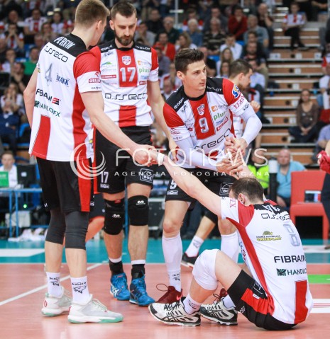  12.04.2017 RZESZOW<br />SIATKOWKA PLUSLIGA 2016/2017 MEN VOLLEYBALL POLAND POLISH PLUS LIGA LEAGUE SEASON 2016/2017<br />POLFINAL - SEMIFINAL - 2. MECZ<br />MECZ ASSECO RESOVIA RZESZOW - PGE SKRA BELCHATOW<br />N/Z JOHN GORDON PERRIN MARCIN MOZDZONEK THIBAULT ROSSARD MARKO IVOVIC SMUTEK PORAZKA PRZEGRANA <br /> 