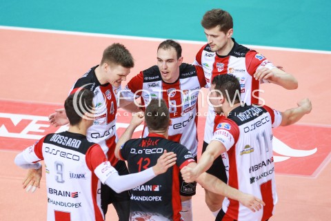  12.04.2017 RZESZOW<br />SIATKOWKA PLUSLIGA 2016/2017 MEN VOLLEYBALL POLAND POLISH PLUS LIGA LEAGUE SEASON 2016/2017<br />POLFINAL - SEMIFINAL - 2. MECZ<br />MECZ ASSECO RESOVIA RZESZOW - PGE SKRA BELCHATOW<br />N/Z MARKO IVOVIC JOHN GORDON PERRIN PIOTR NOWAKOWSKI RADOSC EMOCJE <br /> 