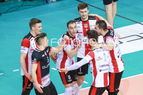  12.04.2017 RZESZOW<br />SIATKOWKA PLUSLIGA 2016/2017 MEN VOLLEYBALL POLAND POLISH PLUS LIGA LEAGUE SEASON 2016/2017<br />POLFINAL - SEMIFINAL - 2. MECZ<br />MECZ ASSECO RESOVIA RZESZOW - PGE SKRA BELCHATOW<br />N/Z MARKO IVOVIC PIOTR NOWAKOWSKI JOHN GORDON PERRIN RADOSC EMOCJE <br /> 