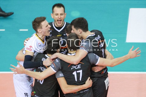  12.04.2017 RZESZOW<br />SIATKOWKA PLUSLIGA 2016/2017 MEN VOLLEYBALL POLAND POLISH PLUS LIGA LEAGUE SEASON 2016/2017<br />POLFINAL - SEMIFINAL - 2. MECZ<br />MECZ ASSECO RESOVIA RZESZOW - PGE SKRA BELCHATOW<br />N/Z BARTOSZ KUREK KACPER PIECHOCKI RADOSC EMOCJE <br /> 