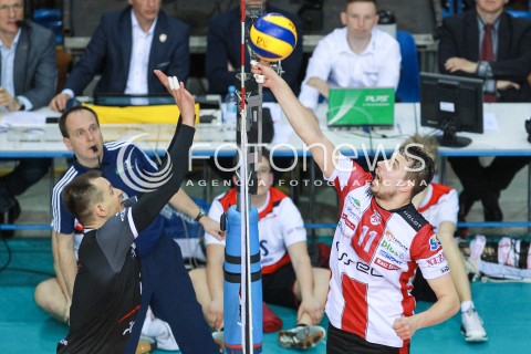  12.04.2017 RZESZOW<br />SIATKOWKA PLUSLIGA 2016/2017 MEN VOLLEYBALL POLAND POLISH PLUS LIGA LEAGUE SEASON 2016/2017<br />POLFINAL - SEMIFINAL - 2. MECZ<br />MECZ ASSECO RESOVIA RZESZOW - PGE SKRA BELCHATOW<br />N/Z FABIAN DRZYZGA BARTOSZ KUREK <br /> 