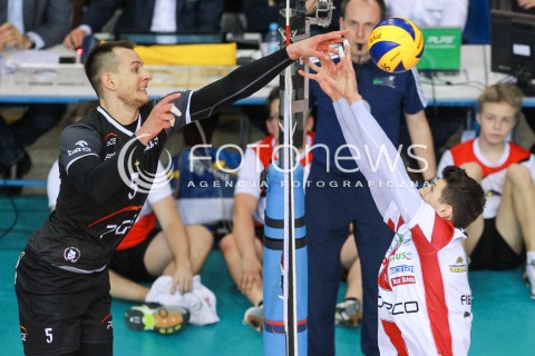  12.04.2017 RZESZOW<br />SIATKOWKA PLUSLIGA 2016/2017 MEN VOLLEYBALL POLAND POLISH PLUS LIGA LEAGUE SEASON 2016/2017<br />POLFINAL - SEMIFINAL - 2. MECZ<br />MECZ ASSECO RESOVIA RZESZOW - PGE SKRA BELCHATOW<br />N/Z BARTOSZ KUREK THIBAULT ROSSARD <br /> 