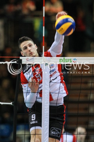  23.04.2017 RZESZOW<br />SIATKOWKA PLUSLIGA 2016/2017 MEN VOLLEYBALL POLAND POLISH PLUS LIGA LEAGUE SEASON 2016/2017 <br />MECZ  O 3. MIEJSCE - II MECZ<br />MECZ ASSECO RESOVIA RZESZOW - JASTRZEBSKI WEGIEL <br />N/Z THIBAULT ROSSARD SYLWETKA ATAK <br /> 