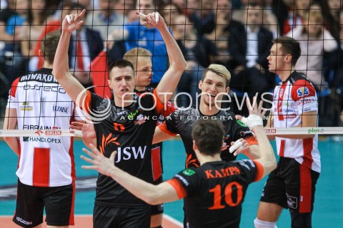  23.04.2017 RZESZOW<br />SIATKOWKA PLUSLIGA 2016/2017 MEN VOLLEYBALL POLAND POLISH PLUS LIGA LEAGUE SEASON 2016/2017 <br />MECZ  O 3. MIEJSCE - II MECZ<br />MECZ ASSECO RESOVIA RZESZOW - JASTRZEBSKI WEGIEL <br />N/Z DAMIAN BORUCH MACIEJ MUZAJ RADOSC EMOCJE <br /> 
