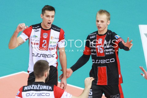 23.04.2017 RZESZOW<br />SIATKOWKA PLUSLIGA 2016/2017 MEN VOLLEYBALL POLAND POLISH PLUS LIGA LEAGUE SEASON 2016/2017 <br />MECZ  O 3. MIEJSCE - II MECZ<br />MECZ ASSECO RESOVIA RZESZOW - JASTRZEBSKI WEGIEL <br />N/Z THOMAS JAESCHKE MARCIN KARAKULA RADOSC EMOCJE <br /> 