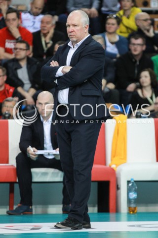  23.04.2017 RZESZOW<br />SIATKOWKA PLUSLIGA 2016/2017 MEN VOLLEYBALL POLAND POLISH PLUS LIGA LEAGUE SEASON 2016/2017 <br />MECZ  O 3. MIEJSCE - II MECZ<br />MECZ ASSECO RESOVIA RZESZOW - JASTRZEBSKI WEGIEL <br />N/Z MARK LEBEDEW - I TRENER ( HEAD COACH ) SYLWETKA <br /> 