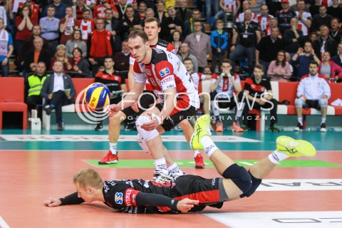  23.04.2017 RZESZOW<br />SIATKOWKA PLUSLIGA 2016/2017 MEN VOLLEYBALL POLAND POLISH PLUS LIGA LEAGUE SEASON 2016/2017 <br />MECZ  O 3. MIEJSCE - II MECZ<br />MECZ ASSECO RESOVIA RZESZOW - JASTRZEBSKI WEGIEL <br />N/Z MARCIN KARAKULA MARKO IVOVIC OBRONA NIEUDANA<br /> 