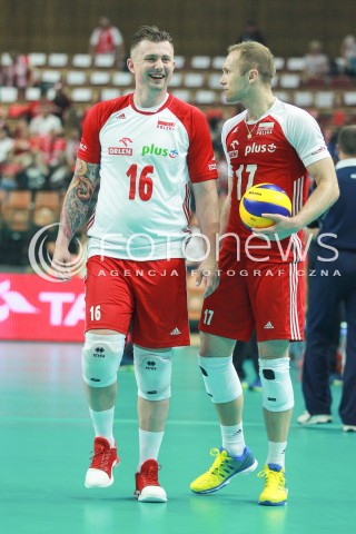  20.05.2017 KATOWICE <br />SIATKOWKA MEZCZYZN <br />ALEJA GWIAZD SIATKOWKI<br />MECZ TOWARZYSKI POLSKA - IRAN<br />N/Z KRZYSZTOF IGNACZAK PAWEL ZATORSKI <br /> 