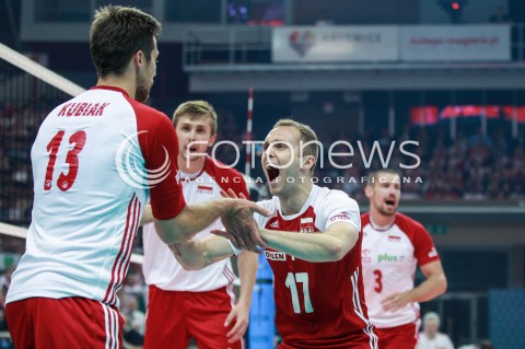  20.05.2017 KATOWICE <br />SIATKOWKA MEZCZYZN <br />ALEJA GWIAZD SIATKOWKI<br />MECZ TOWARZYSKI POLSKA - IRAN<br />N/Z PAWEL ZATORSKI RADOSC EMOCJE MATEUSZ BIENIEK MICHAL KUBIAK<br /> 