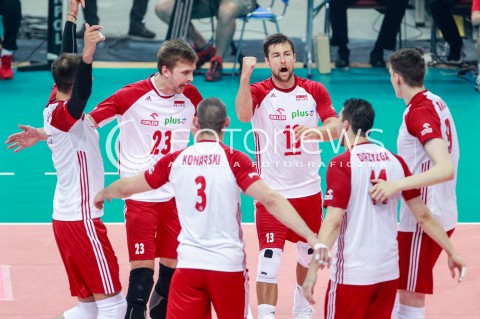  20.05.2017 KATOWICE <br />SIATKOWKA MEZCZYZN <br />ALEJA GWIAZD SIATKOWKI<br />MECZ TOWARZYSKI POLSKA - IRAN<br />N/Z MATEUSZ BIENIEK MICHAL KUBIAK RADOSC EMOCJE<br /> 