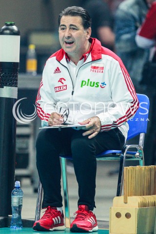  20.05.2017 KATOWICE <br />SIATKOWKA MEZCZYZN <br />ALEJA GWIAZD SIATKOWKI<br />MECZ TOWARZYSKI POLSKA - IRAN<br />N/Z FERDINANDO DE GIORGI - I TRENER ( HEAD COACH ) SYLWETKA ZLOSC EMOCJE<br /> 