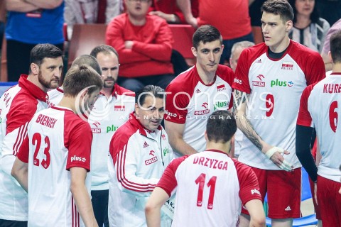  20.05.2017 KATOWICE <br />SIATKOWKA MEZCZYZN <br />ALEJA GWIAZD SIATKOWKI<br />MECZ TOWARZYSKI POLSKA - IRAN<br />N/Z FERDINANDO DE GIORGI - I TRENER ( HEAD COACH ) FABIAN DRZYZGA LUKASZ KACZMAREK BARTLOMIEJ LEMANSKI<br /> 