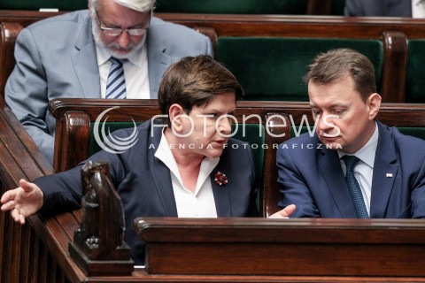  24.05.2017 WARSZAWA SEJM<br />POSIEDZENIE SEJMU RP<br />N/Z PREMIER BEATA SZYDLO MARIUSZ BLASZCZAK<br /> 