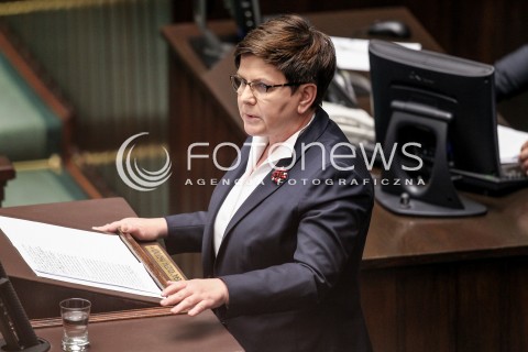  24.05.2017 WARSZAWA SEJM<br />POSIEDZENIE SEJMU RP<br />N/Z PREMIER BEATA SZYDLO<br /> 