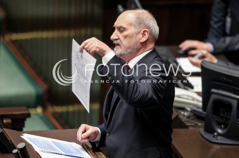  24.05.2017 WARSZAWA SEJM<br />POSIEDZENIE SEJMU RP<br />N/Z MINISTER OBRONY ANTONI MACIEREWICZ<br /> 